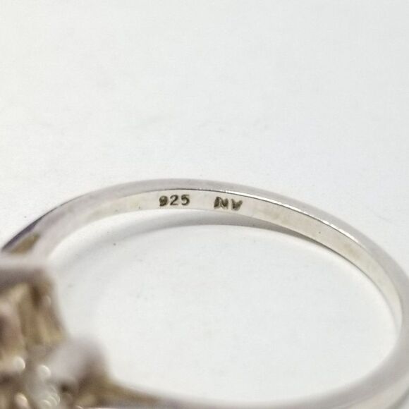 Vintage Avon Sterling Silver Purple Pear Shape Rhinestone Ring, Size 8 Band - Picture 3 of 9